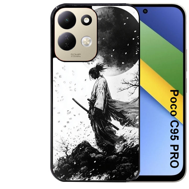 Coque pour POCO C95 PRO samourai et lune