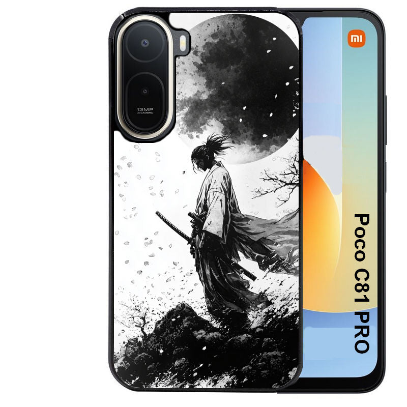 Coque pour POCO C81 PRO samourai et lune