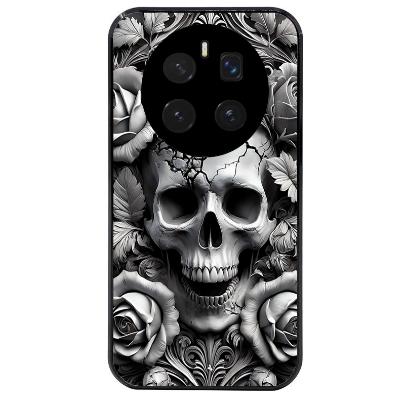 Coque noire taperso pour Magic 7 LITE et PRO avec motif tete de mort fleur protection antichoc personnalisée