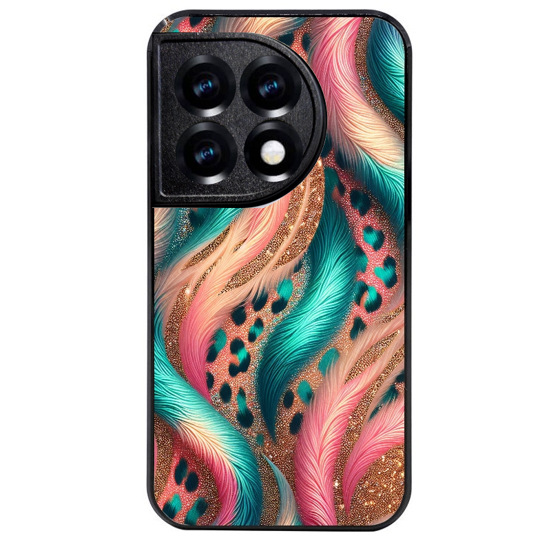 Coque noire taperso pour OnePlus 11 et 12 avec motif effet fourrure leopard 2 protection antichoc personnalisée