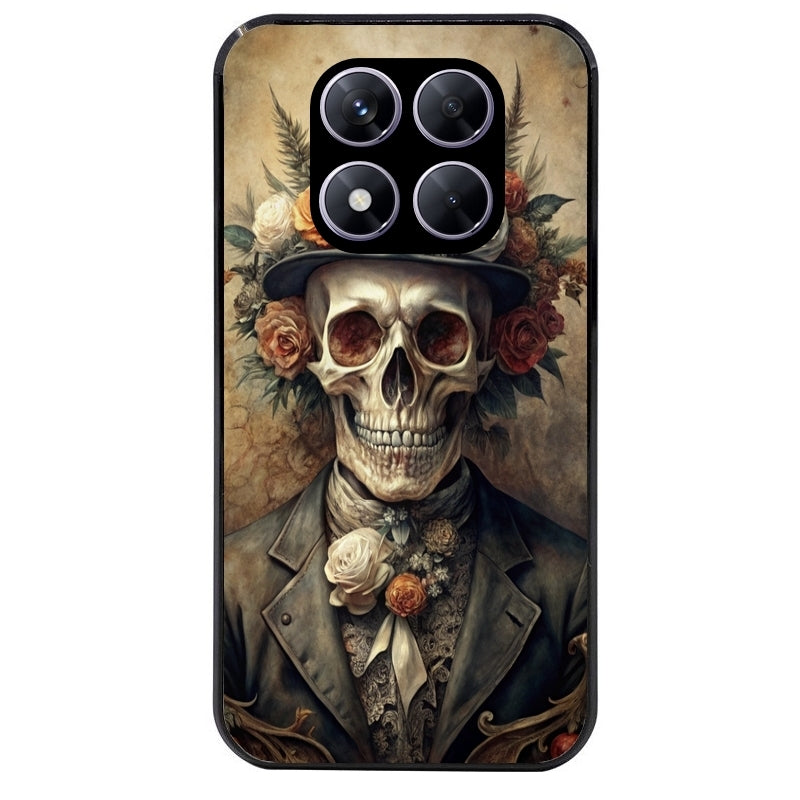 Coque noire taperso pour Redmi Note 14 et PRO PLUS 4G 5G avec motif tete de mort chapeau protection antichoc personnalisée
