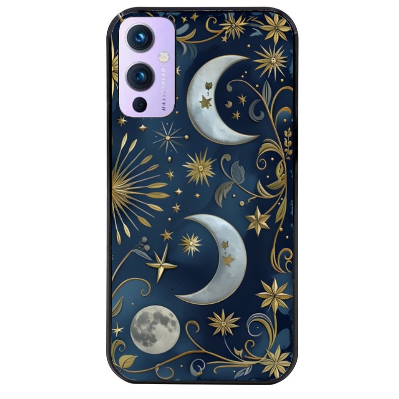 Coque noire taperso pour OnePlus 9 et 9 PRO avec motif lune et etoile protection antichoc personnalisée
