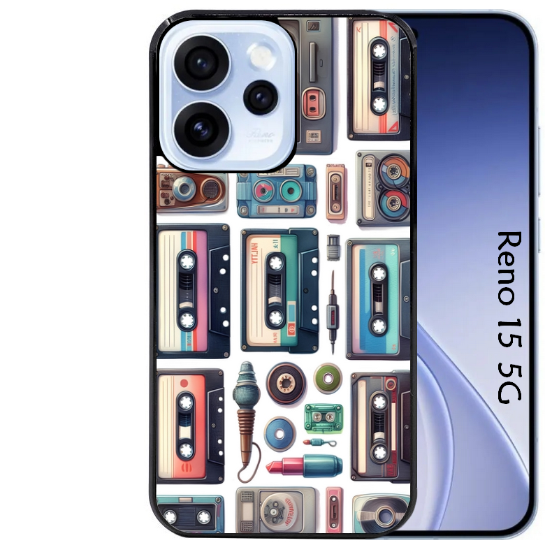 Coque noire taperso pour OPPO Reno 15 et F FS 5G avec motif cassette multi protection antichoc personnalisée