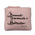 Porte monnaie personnalisé motif maitresse vacances rose clair en feutrine en feutrine