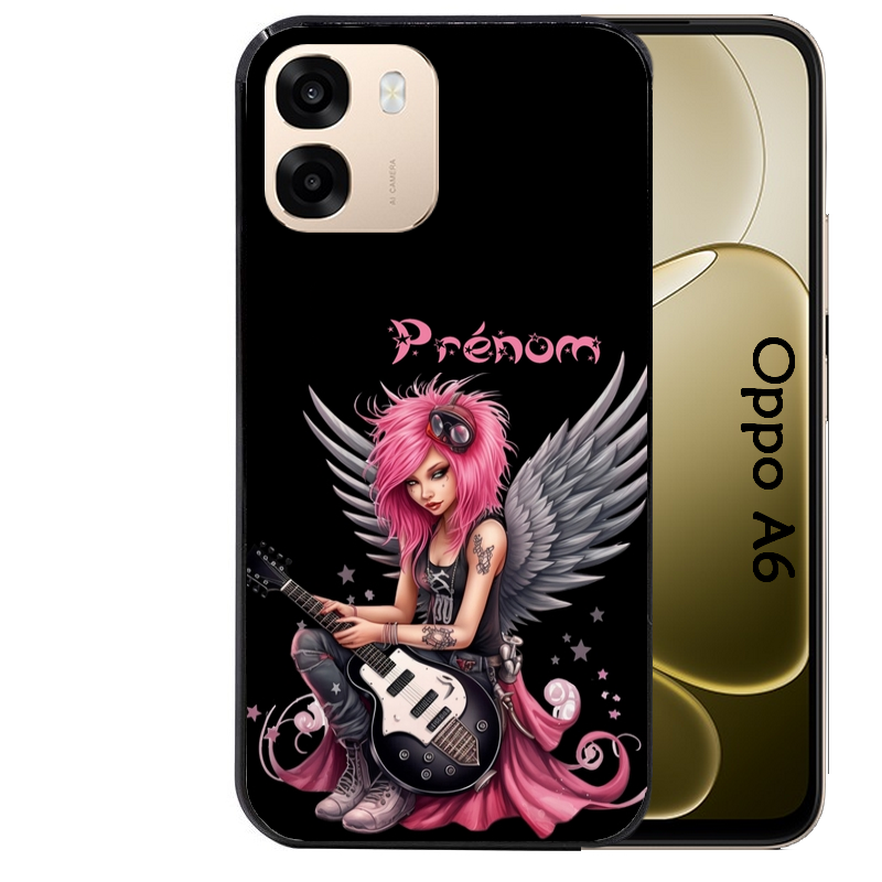 Coque noire taperso pour OPPO A6 A6X 4G et 5G avec motif fee rock personnalisee protection antichoc personnalisée