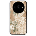 Coque noire taperso pour Redmi A3 avec motif bois et dentelle 1 protection antichoc personnalisée