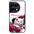Coque noire taperso pour OnePlus 11 et 12 avec motif chat fleurs personnalisee protection antichoc personnalisée