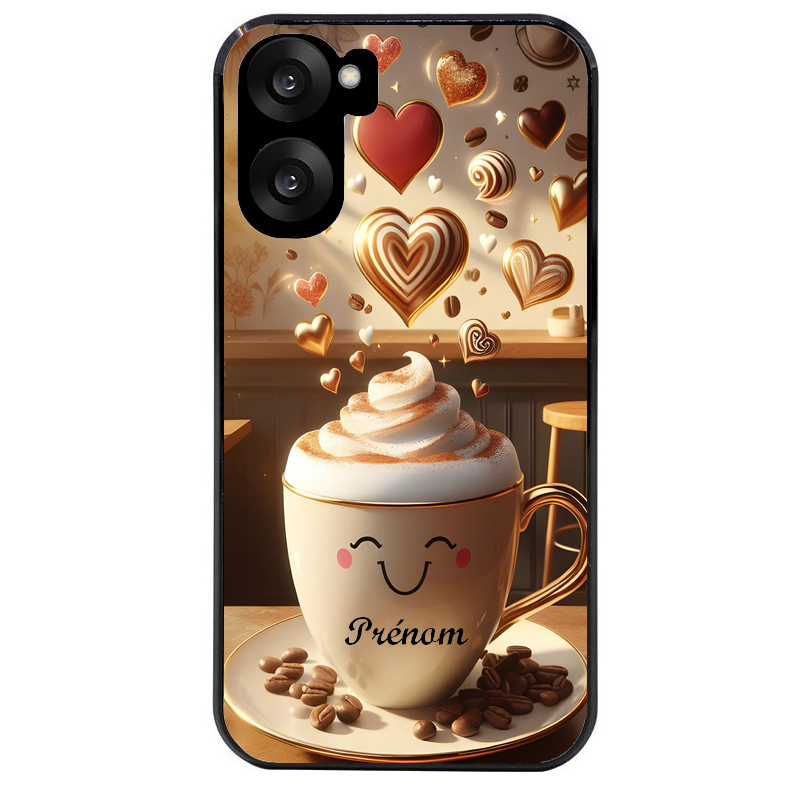 Coque noire taperso pour OnePlus Nord CE5 avec motif cafe love morning personnalise protection antichoc personnalisée