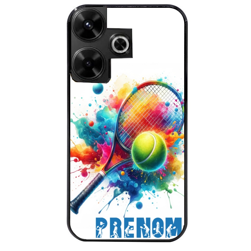 Coque noire taperso pour POCO M6 4G avec motif tennis raquette personnalisee protection antichoc personnalisée