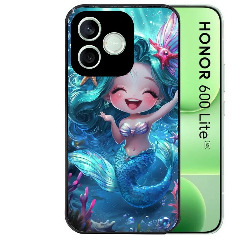 Coque noire pour Honor 600 LITE avec motif sirene style anime protection antichoc personnalisée