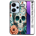 Coque noire taperso pour Redmi Note 13 PRO PLUS 5G avec motif mort mexicaine turquoise protection antichoc personnalisée