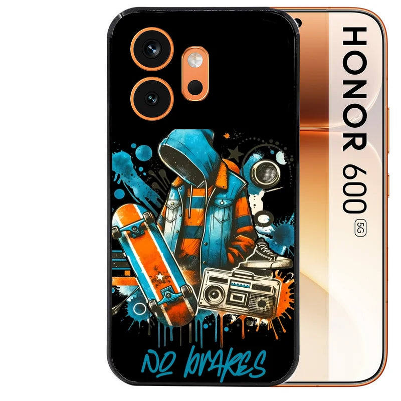 Coque noire taperso pour Honor 600 et 600 PRO avec motif skate board protection antichoc personnalisée