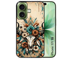 Coque pour Iphone 18 / PRO / PRO MAX / 18E skull bull plumes