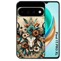 Coque pour Pixel 10 / 11 / PRO / XL skull bull plumes