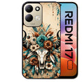 Coque pour Redmi 17 et 17C 4G 5G skull bull plumes