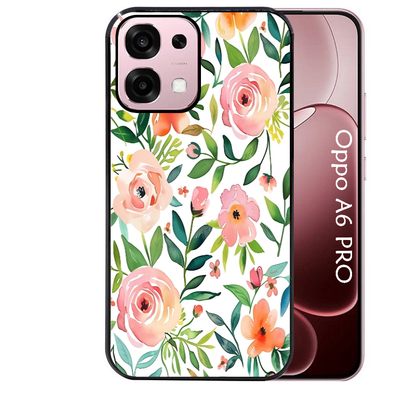 Coque noire taperso pour OPPO A6 PRO 4G et 5G avec motif fleur des champs protection antichoc personnalisée