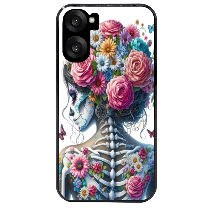 Coque noire taperso pour OnePlus Nord CE5 avec motif tete de mort calavera papillon protection antichoc personnalisée