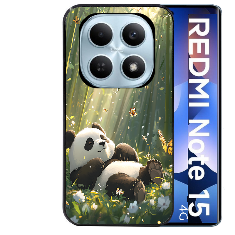 Coque noire taperso pour Redmi Note 15 et PRO PLUS 4G 5G avec motif panda bambou protection antichoc personnalisée