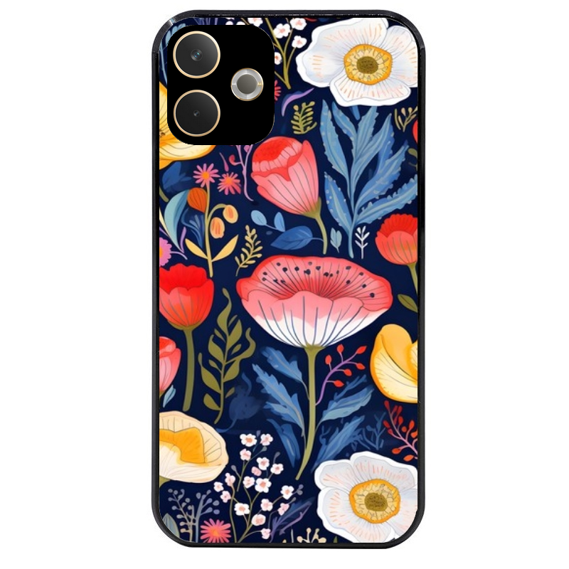 Coque noire taperso pour OPPO A5 PRO 4G et 5G avec motif fleur coquelicot protection antichoc personnalisée