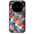 Coque noire taperso pour Redmi A3 avec motif marbre arc en ciel protection antichoc personnalisée