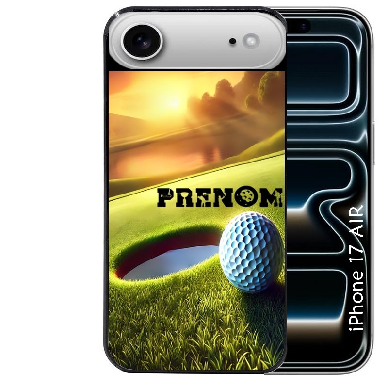Coque noire taperso pour Iphone 17 17E AIR MAX PRO avec motif golf personnalisee protection antichoc personnalisée
