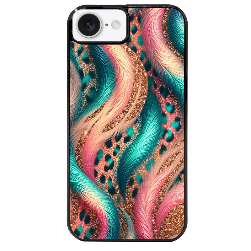 Coque noire taperso pour Iphone 17 17E AIR MAX PRO avec motif effet fourrure leopard 2 protection antichoc personnalisée