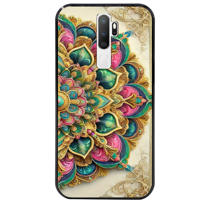 Coque noire taperso pour OPPO A5 A9 2020 avec motif mandala 3 protection antichoc personnalisée