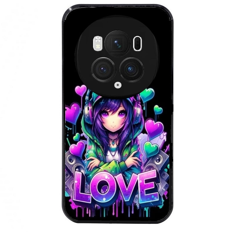 Coque noire taperso pour Magic 5 6 LITE et PRO avec motif anime manga et love protection antichoc personnalisée