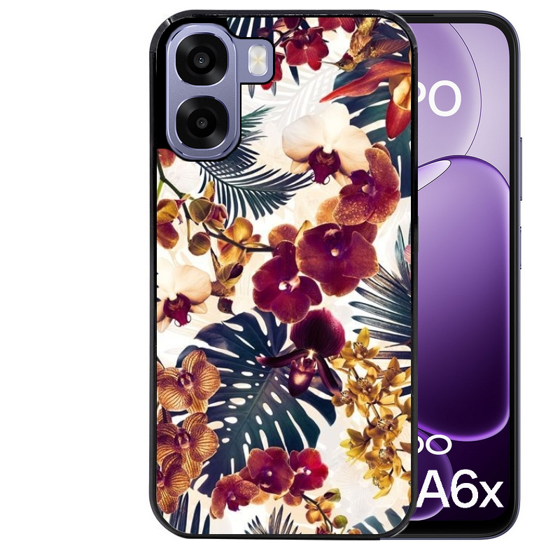 Coque noire taperso pour OPPO A6 A6X 4G et 5G avec motif jungle couleurs d'automne protection antichoc personnalisée