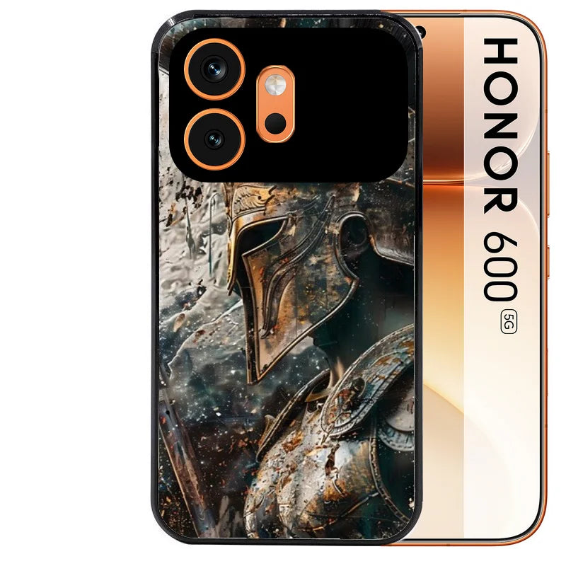 Coque noire taperso pour Honor 600 et 600 PRO avec motif spartan guerrier protection antichoc personnalisée