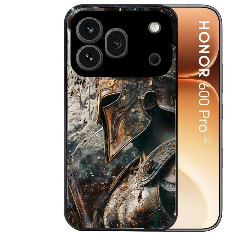 Coque noire taperso pour Honor 600 et 600 PRO avec motif spartan guerrier protection antichoc personnalisée