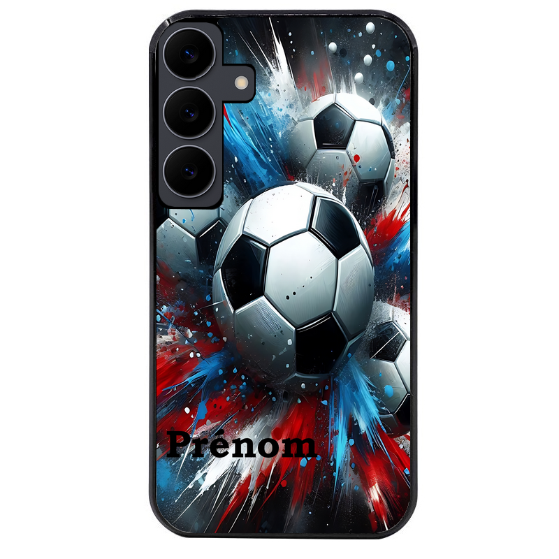 Coque noire taperso pour galaxy A06 A16 A26 A36 A56 avec motif foot tricolore personnalisee protection antichoc personnalisée