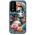 Coque noire taperso pour OnePlus Nord 5 avec motif tete de mort calavera bleu protection antichoc personnalisée