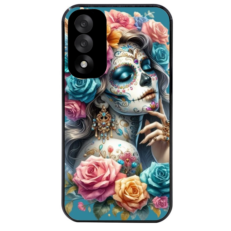 Coque noire taperso pour OnePlus Nord 5 avec motif tete de mort calavera bleu protection antichoc personnalisée