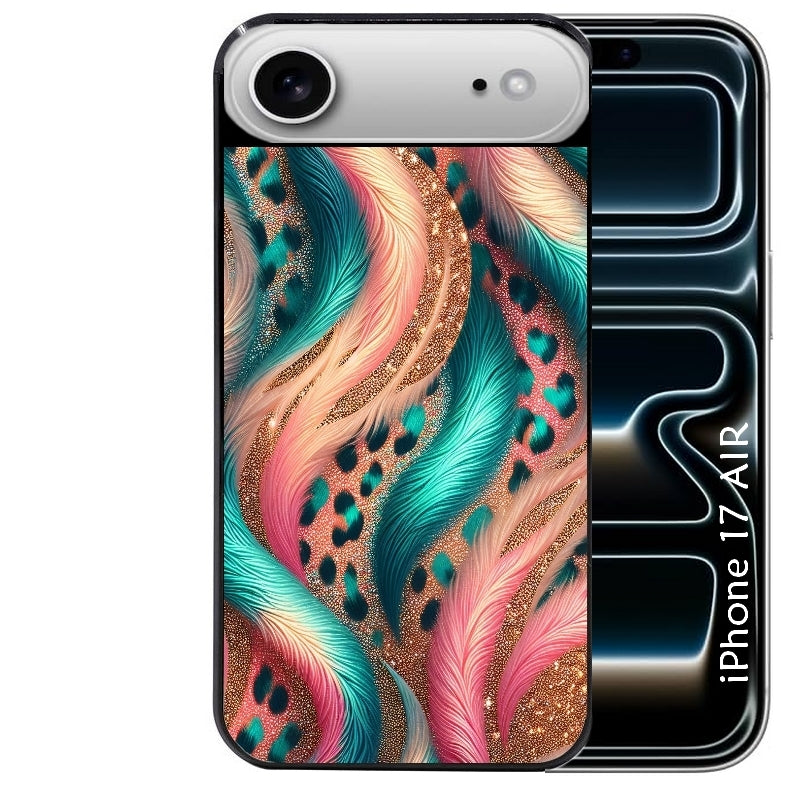 Coque noire taperso pour Iphone 17 17E AIR MAX PRO avec motif effet fourrure leopard 2 protection antichoc personnalisée