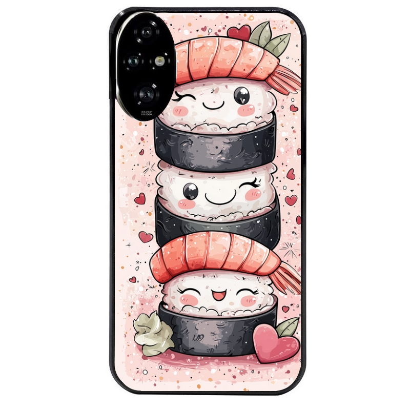 Coque noire taperso pour Honor 200 et Lite Pro Smart avec motif sushi kawai anime protection antichoc personnalisée