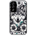 Coque noire taperso pour OnePlus Nord 5 avec motif loup et fleur protection antichoc personnalisée