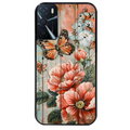 Coque noire taperso pour OPPO A16 et A16S avec motif bois et papillon 3 protection antichoc personnalisée