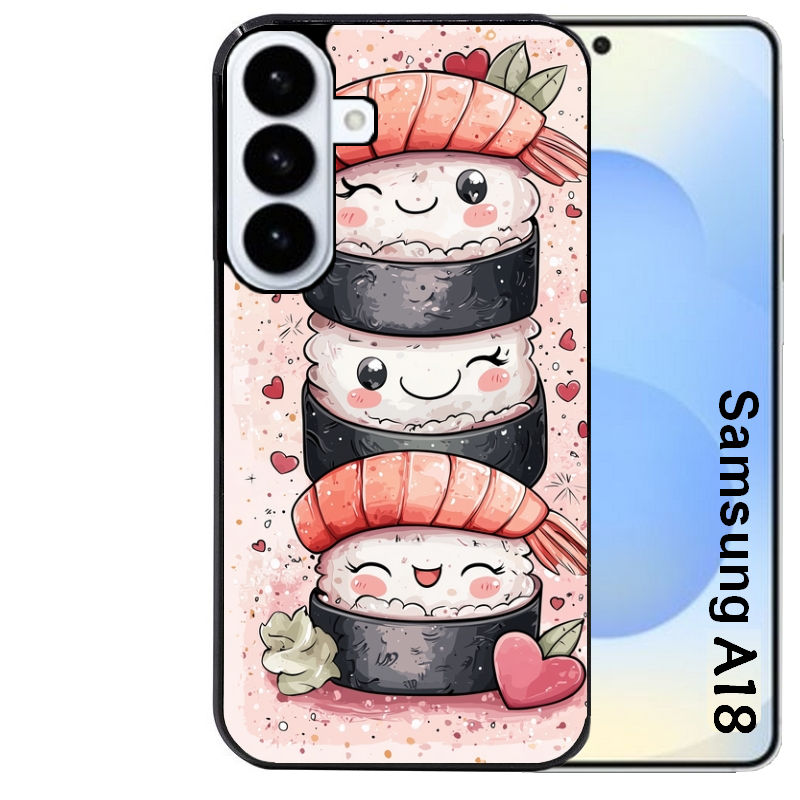 Coque pour Galaxy A08 A18 A28 A38 A58 sushi kawai anime