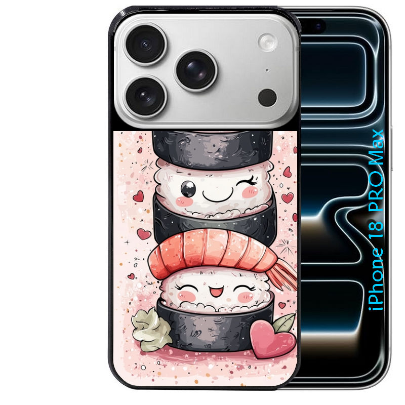 Coque pour Iphone 18 / PRO / PRO MAX / 18E sushi kawai anime