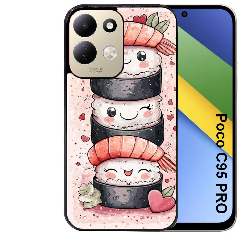 Coque pour POCO C95 PRO sushi kawai anime