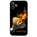 Coque noire taperso pour OPPO A5 PRO 4G et 5G avec motif badminton flamme personnalise protection antichoc personnalisée