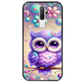 Coque noire taperso pour OPPO A5 A9 2020 avec motif chouette violette protection antichoc personnalisée