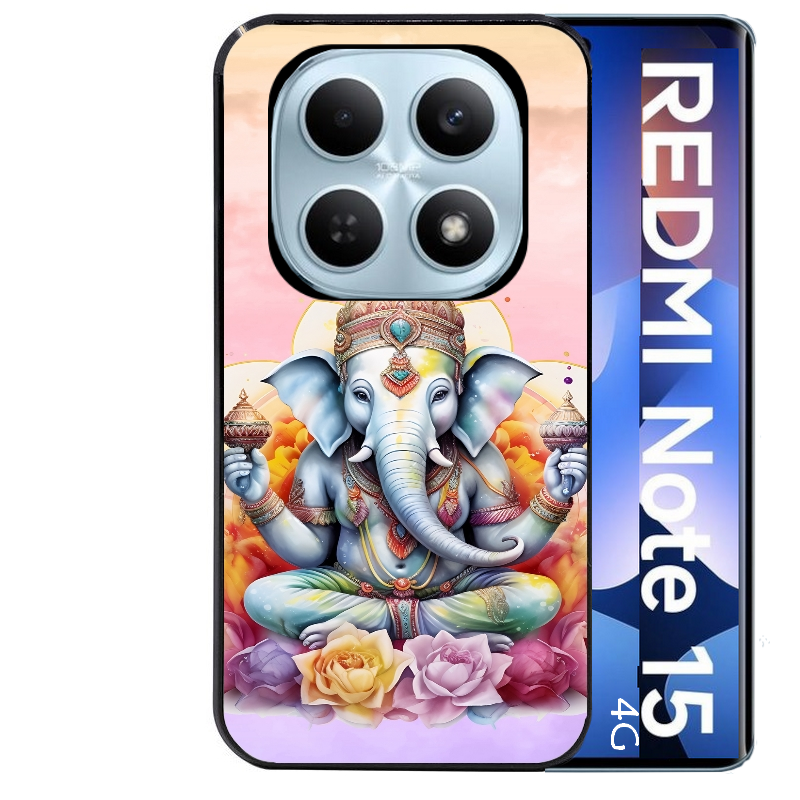 Coque noire taperso pour Redmi Note 15 et PRO PLUS 4G 5G avec motif elephant namaste protection antichoc personnalisée