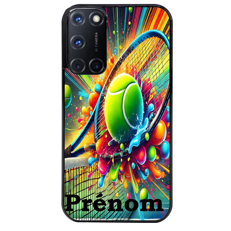 Coque noire taperso pour OPPO Reno 8 LITE avec motif tennis color personnalisee protection antichoc personnalisée