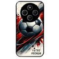 Coque noire taperso pour POCO C75 avec motif ballon foot avec prenom protection antichoc personnalisée
