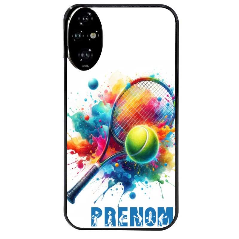 Coque noire taperso pour Honor 200 et Lite Pro Smart avec motif tennis raquette personnalisee protection antichoc personnalisée