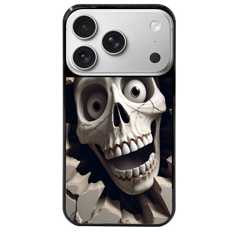 Coque noire taperso pour Iphone 17 17E AIR MAX PRO avec motif tete de mort smile protection antichoc personnalisée