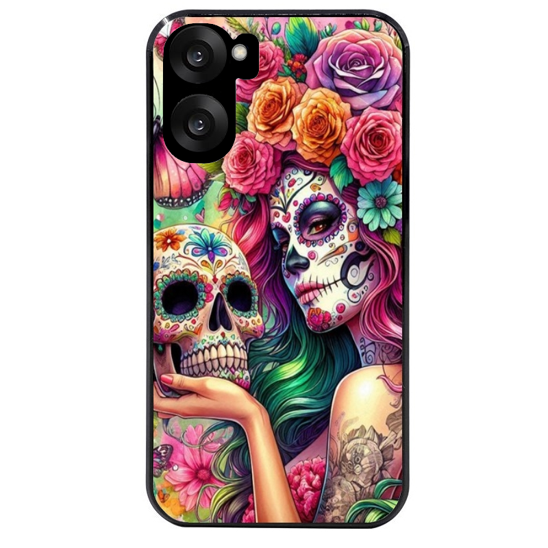 Coque noire taperso pour OnePlus Nord CE5 avec motif tete de mort calavera skull protection antichoc personnalisée