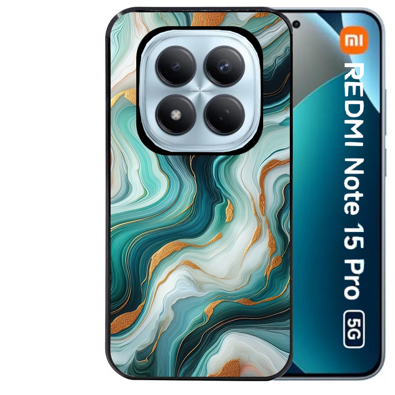 Coque noire taperso pour Redmi Note 15 et PRO PLUS 4G 5G avec motif marbre vert protection antichoc personnalisée